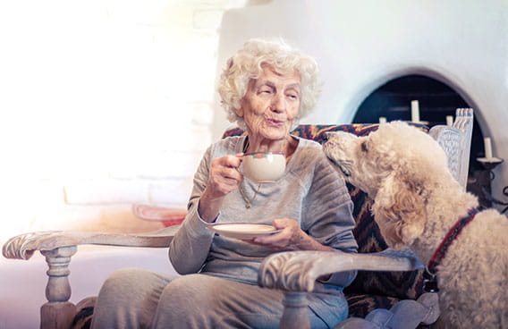 Old woman with pet