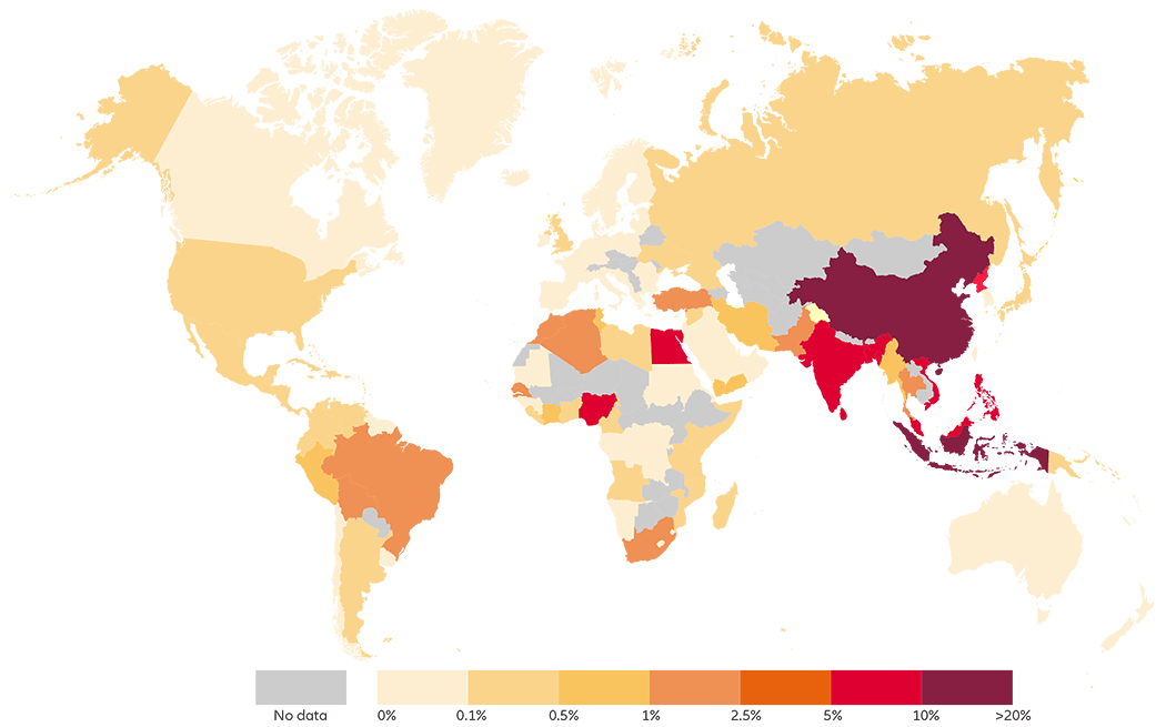 Infographic 5: Projected share of global mismanaged plastic waste in 2025